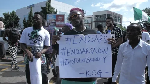 Police brutality,dissolution of sars in Nigeria Stock Footage 141517579