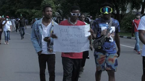Police brutality,dissolution of sars in Nigeria Stock Footage 141520497