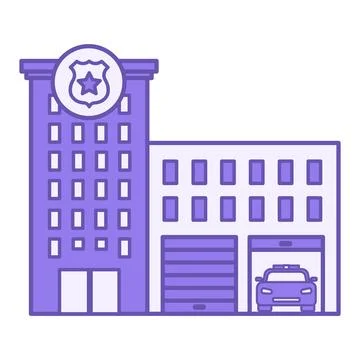 Police Building Color Icon. Vector Icon of City Police Station with Police .. Ilustración de archivo