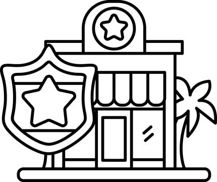 A police building with a star on it Stock Illustration