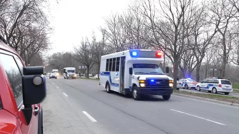 Police bus speedly passing Stock Footage 89522460