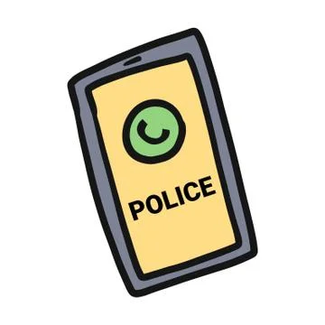 Police call on smartphone screen, flat banner Illustrazione stock