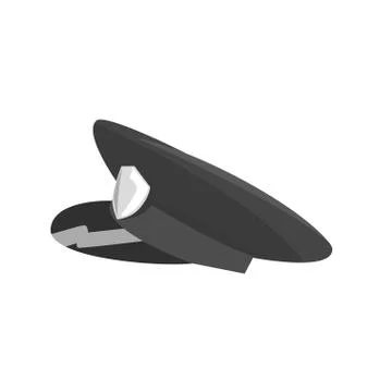 Police cap with cockade, side view cartoon vector Illustration Illustrazione stock