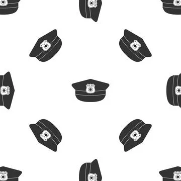 Police cap icon seamless pattern on white background. Vector Illustration Stock Illustration