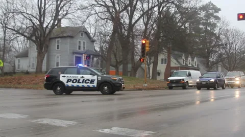 Police Car Blocking Traffic Video stock 44237637