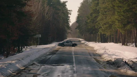 Police car chasing a suspect on the road Stock Footage 283108771