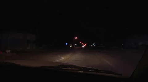 Police car code 3 POV at night Stock-Footage 42874401