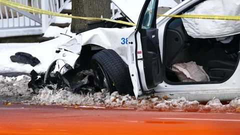 Police car completely broken Stock Footage 101991473