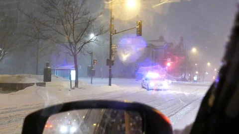 Police car during snowfall Stock-Footage 105287233