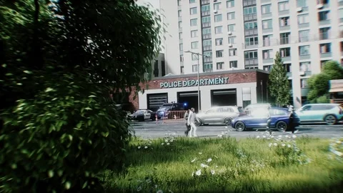Police Car Emergency Response Exits Garage and Joins High-Speed Pursuit 스톡 동영상 336518088