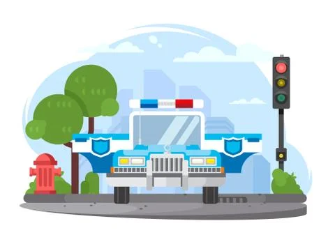 Police car with flasher Stock Illustration
