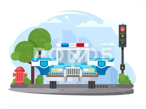 Police car with flasher Stock Illustration