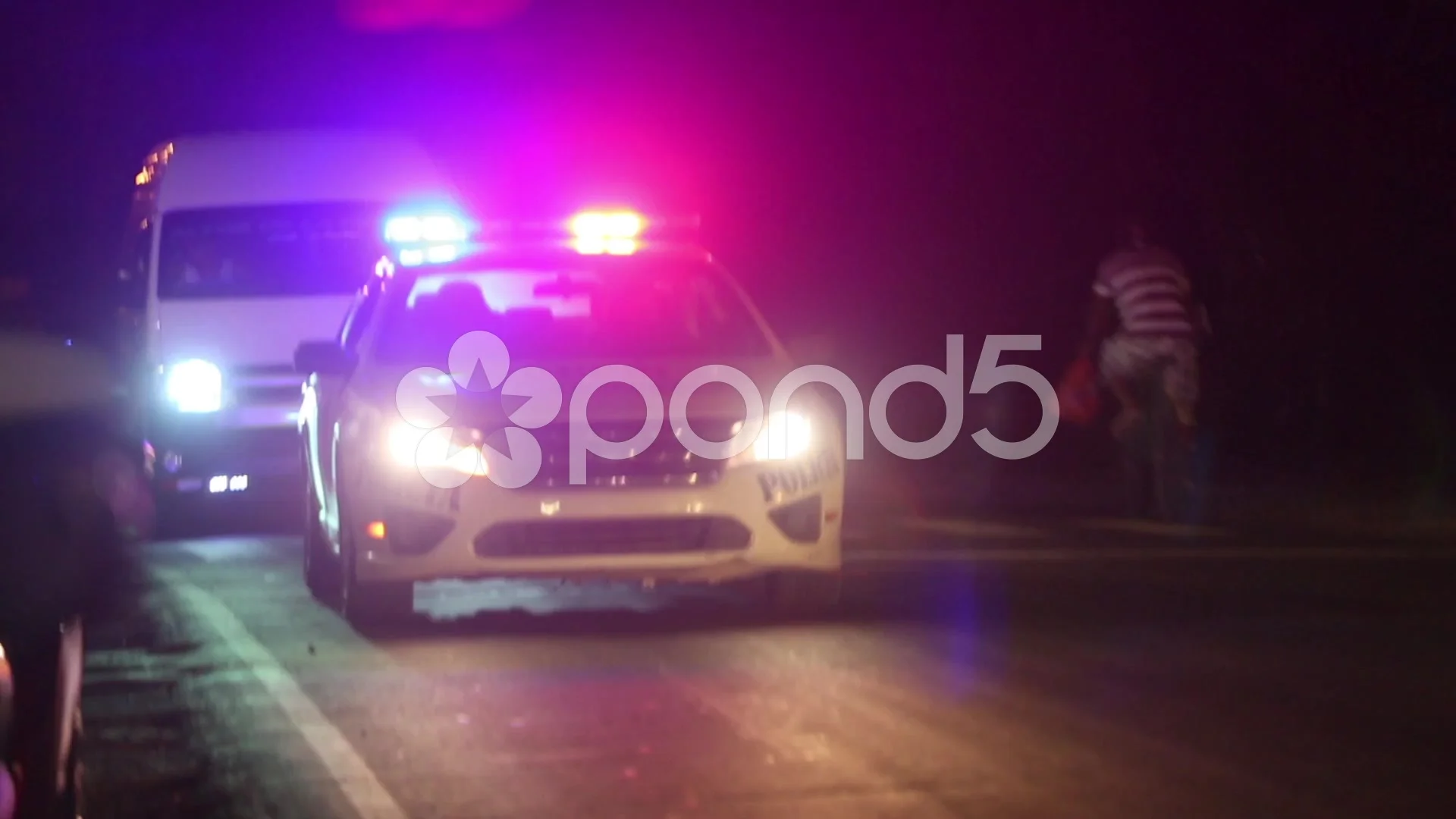 car with purple flashing lights