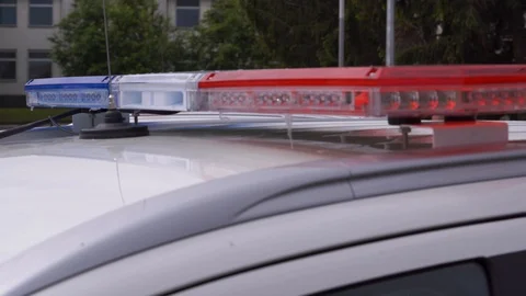 Police  car with flashlight Stock Footage 108228299