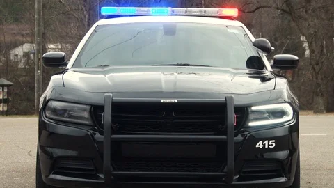 Police Car Front with lights Stock Footage 112668231