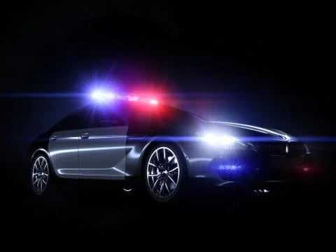 Police car, with full array of lights Stock Illustration