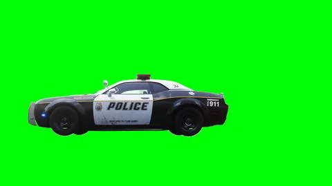 Police car green screen isolate.3d rendering. Stock Illustration