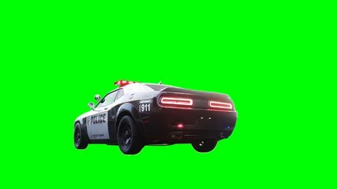 Police car green screen isolate.3d rendering. Stock Illustration