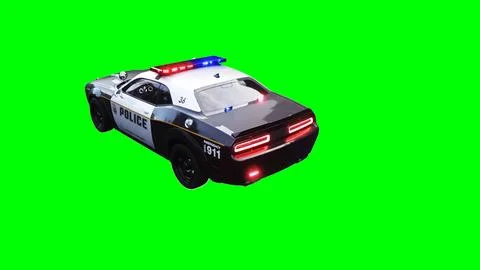 Police car green screen isolate.3d rendering. Stock Illustration