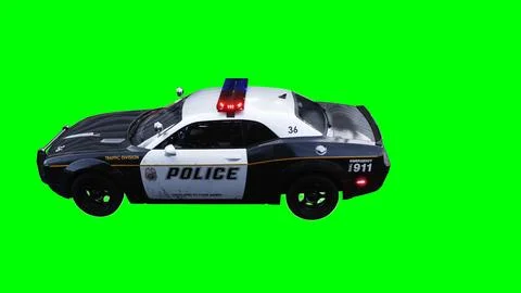 Police car green screen isolate.3d rendering. Stock Illustration
