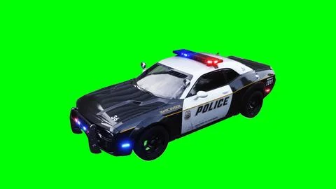Police car green screen isolate.3d rendering. Stock Illustration