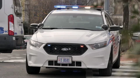 Police Car Interceptor DC Lockdown Biden Inauguration Stock Footage 146817333