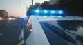 Police car LED strobe lightbar, flashing blue lights, emergency vehicle lighting 4k or 4k+ Resolution
