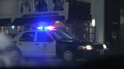 Police car lights night 1 Stock Footage