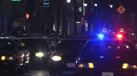 Police car lights night 2 Stock Footage 417876