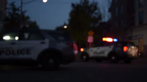 Police car lights at night Video stock 218980950