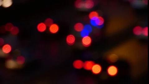 Police Car Lights in Traffic - Bokeh Stock Footage 123769764