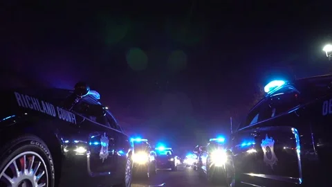 Police car line Stock Footage 166535473