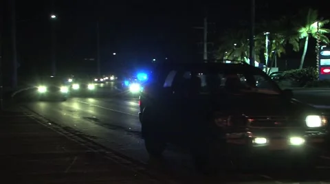 Police car responding slow motion Stock Footage 45700792
