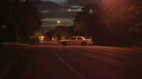 Police Car Road Block Stock Footage