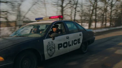 Police car on the road Stock Footage 283106949