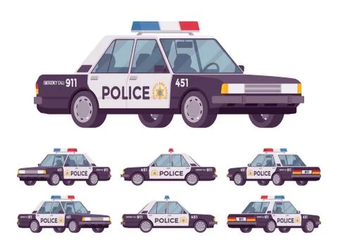 Police car set Stock Illustration