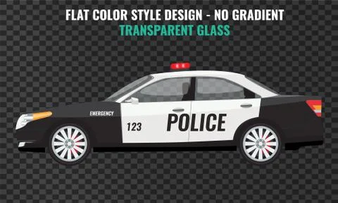 Police car side view. Flat and solid color vector illustration. Stock Illustration