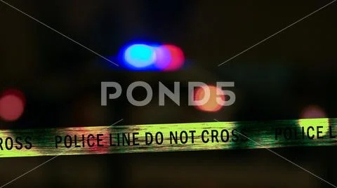 Police car siren with boundary tape, Defocused Stock Photos