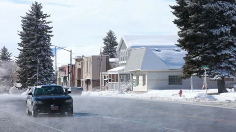 Police car small town in winter P HD 8630 Stock Footage 1089704
