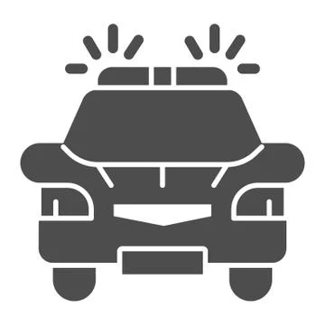 Police car solid icon, Public transport concept, police sign on white background Stock Illustration