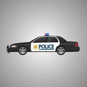 Police car vector, side view. USA Police. Stock Illustration