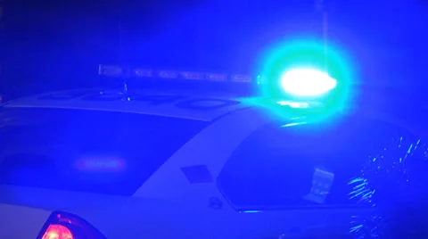 Blue Flashing Police Car Lights Night Stock Footage Video (100