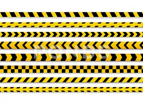 Police caution danger line. Warning barrier. Barricade tape, Do not cross Stock Illustration