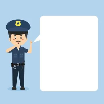 Police Character  with Speech Bubbles Stock Illustration