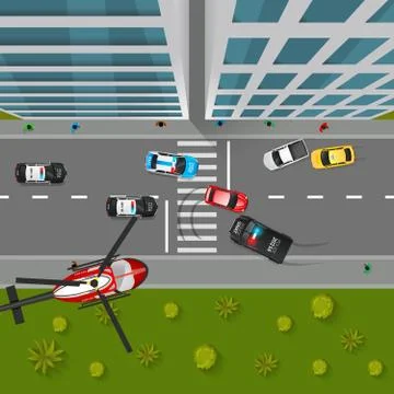 Police Chase Top View Illustration Stock Illustration