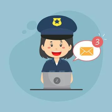 Police Checking Email Inbox Stock Illustration