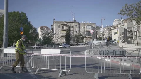 A police checkpoint in Jerusalem Stock Footage 231599421