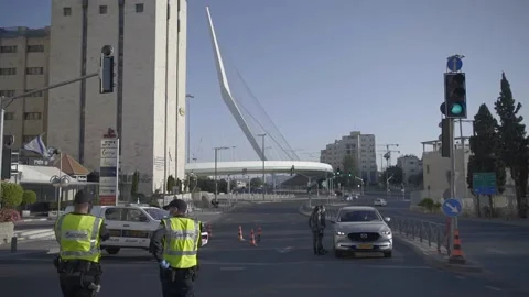 A police checkpoint in Jerusalem Video stock 231599424