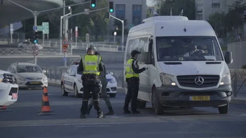 A police checkpoint in Jerusalem Stock Footage 231599445