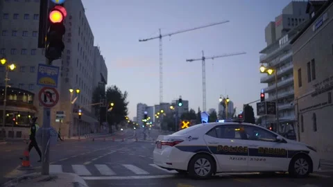 A police checkpoint in Jerusalem Stock Footage 231599448
